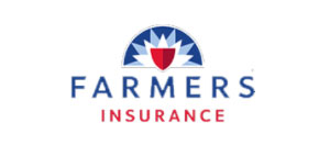 Farmers Insurance logo with red and blue emblem.