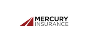 Mercury Insurance logo with red triangle design.