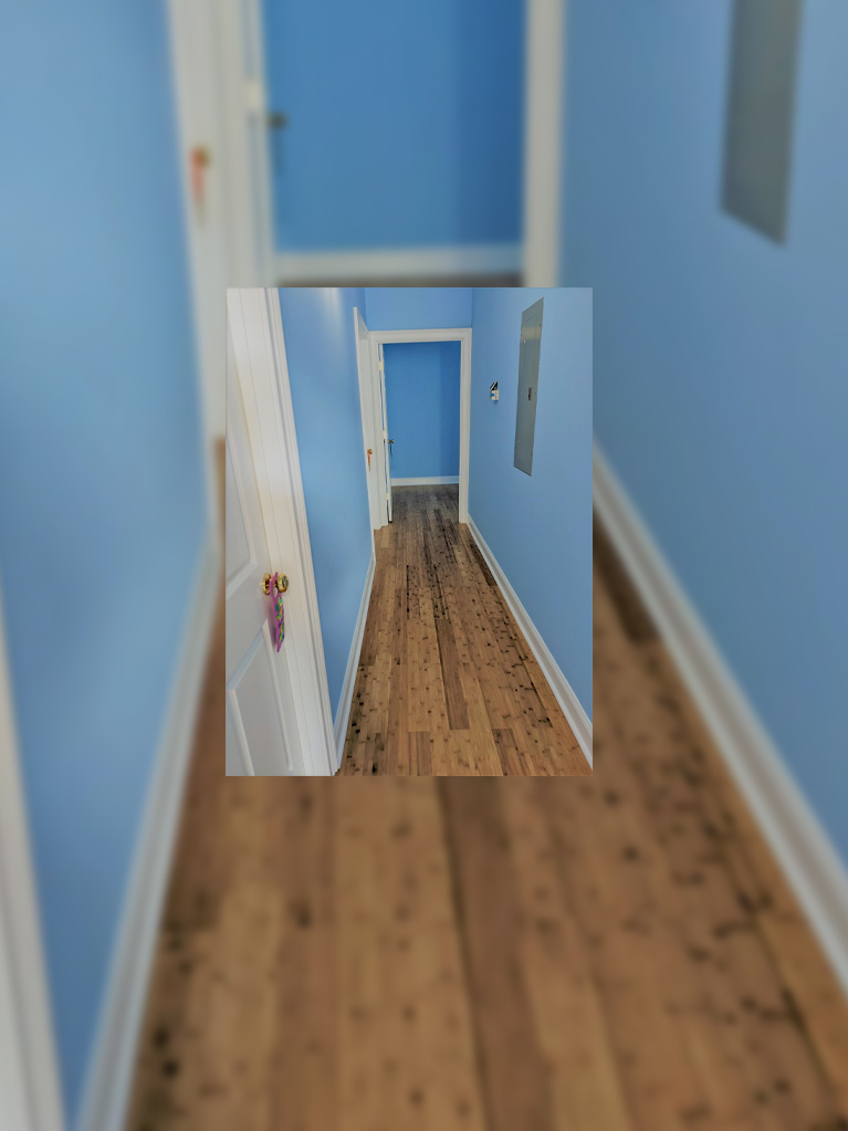 9. Our team installed this beautiful bamboo flooring throughout the hallway and throughout the entire property. 