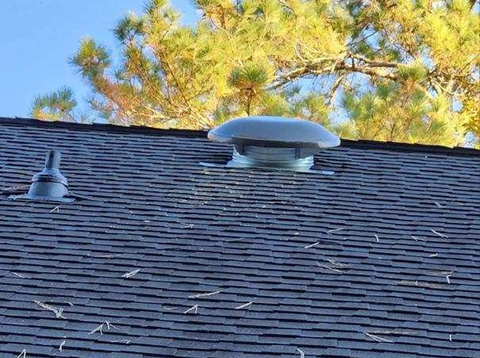 6. Our team installed 2 powerful roof mount attic fans and properly sized soffit vents, to ensure proper air flow through the attic. 